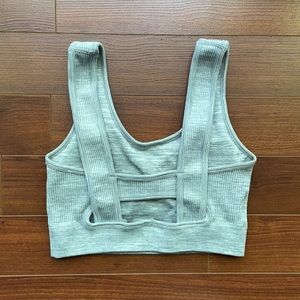 Gray Padded Sports Bra with detailed back